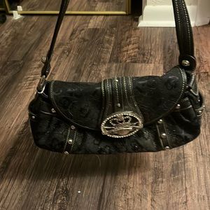 Kathy van zeeland buckle leather glitter shoulder purse